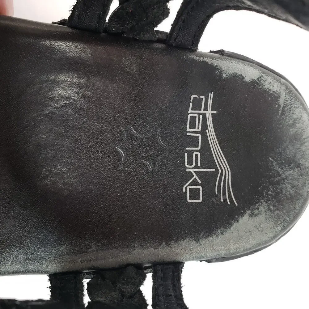 Dansko Sissy Womens Size EU 39 US 8.5-9 Black Leather Braided Slingback Sandals